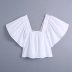 Solid color square collar puff sleeve poplin sporty short blouse NSAM50472