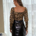 sexy one-shoulder leopard print T-shirt NSLIH50491