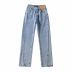 irregular split thin denim pants NSHS50538