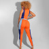contrast color T-shirt tight-fitting leisure trousers suit NSMX50567