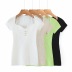 Three button petal collar knitted short-sleeved T-shirt NSHS50600