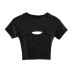 halter chest hollow short-sleeved T-shirt  NSAC50776