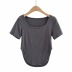 stretch curved hem short-sleeved T-shirt  NSAC50781