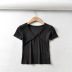 elastic cross-splicing short-sleeved T-shirt   NSAC50797
