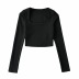 solid color square neck long sleeve top NSAC50847