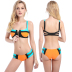 Zipper Color Block Strap Split Bikini Swimsuit NSLUT53576