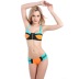Zipper Color Block Strap Split Bikini Swimsuit NSLUT53576