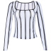 square neck striped long-sleeved T-shirt  NSMEI50883