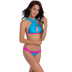 conjunto de traje de baño bikini con tiras cruzadas de color empalmado de tendencia NSLUT53583
