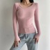 slim stretch round neck long-sleeved top NSAC47403