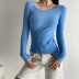 slim stretch round neck long-sleeved top NSAC47403