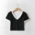 V-neck short slim sports T-shirt  NSAC47405