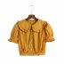 Ginger solid color retro big collar short sleeve cotton short blouse NSAM47438