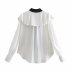 bow tie-up lapel loose long sleeve blouse  NSAM47446