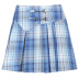 blue plaid slim-fit pleated skirt  NSLQ47498