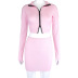 Fashion high collared zip top & skirt NSHLJ47563
