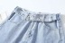 solid color irregular trim denim shorts NSHS50908