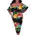 plus size printing sexy off-shoulder dress  NSSI50917