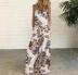 printed button decor suspenders jumpsuit NSYF50919