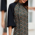 stand-up collar floral print splicing dress  NSLM51050