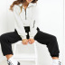 collar zipper elastic waist pocket white sweater NSMEI51221