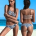 blue and white porcelain striped ethnic print strap double-sided bikini NSLUT53609