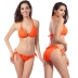 trend ruched halter lace-up bikini swimsuit set NSLUT53587