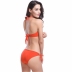 fashion solid color frill trim halter bikini swimsuit set NSLUT53586