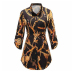 Sexy V-Neck Gold Chain Printed Sleeve Dress NSSUO53968