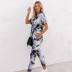New style ladies tie-dye printed short-sleeved trousers fashion casual set NSSUO57251