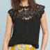 Straight Lace Sleeve Hollow Collar Stitching Chiffon Shirt NSSUO57243