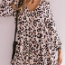 long-sleeved leopard print high-neck tied dress NSMAN51343