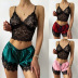 see-through lace sling silk shorts sexy set NSMAN51354