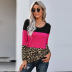 long-sleeved leopard print lace top NSMAN51387