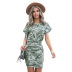 camouflage pattern round neck short-sleeved short dress NSMAN51400