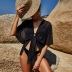 loose mid-sleeve thin sexy see-through beach blouse  NSLM51513