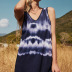 V-neck sleeveless sapphire blue printing dyeing dress NSDF51535