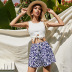 strapless bow tie-up vest printed shorts suit  NSDF51545