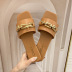 chain decor square toe flat slippers  NSPE51546