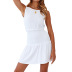 Solid Color Mid-Waist V-Neck Tight White Dress NSJR51549