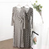 plus size long-sleeved checkered tie-up dress NSJR51552