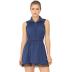 lapel sleeveless dark blue dress NSJR51560
