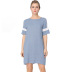 cotton blue stitching short-sleeved dress NSJR51572