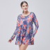 fashion round neck loose printing long-sleeved dress NSJR51575