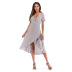 Pure Color Slim V-neck Irregular Short Sleeve Dress NSJR51586