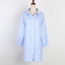 blue striped shirt long-sleeved dress NSJR51588