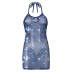 halter hollow lace sheer mesh printing dress NSRUI51601