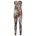 Printing Strapped Corset High Waist Pants Suit NSRUI51611