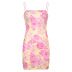 Floral Print Halter Tight-Fitting Sling Dress NSRUI51619