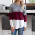 Casual Stitching Hit Color Long-Sleeved T-Shirt NSGE51652